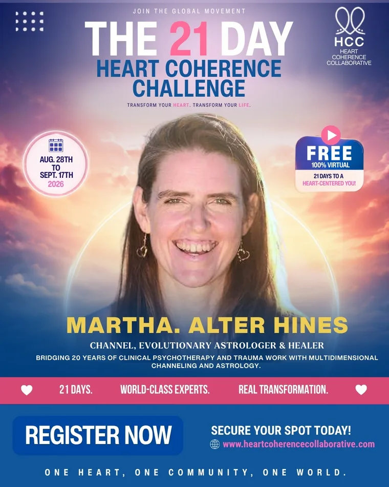 Martha Alter Hines, Channel, Evolutionary Astrologer & Healer, speaking at the 21-Day Heart Coherence Challenge
